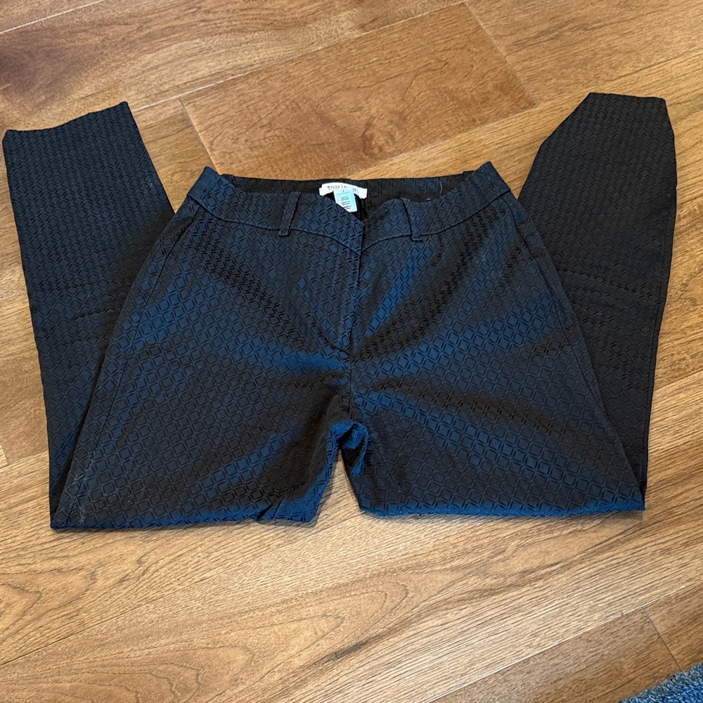 WHBM Black Patterned Work Pants